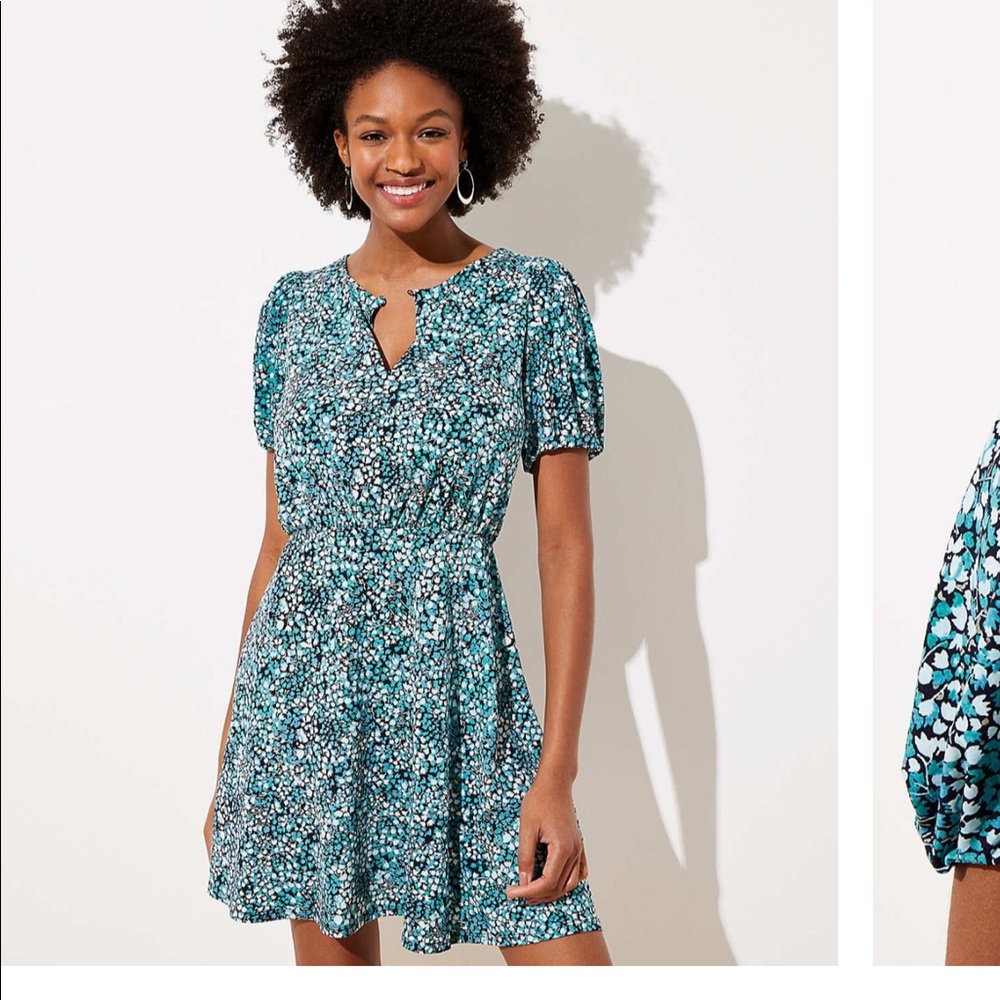 Navy & Teal Floral Loft Dress - Picture 1 of 6